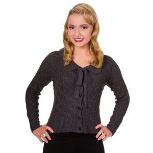 Banned Crystal Air Cable Knit Cardigan in Charcoal
